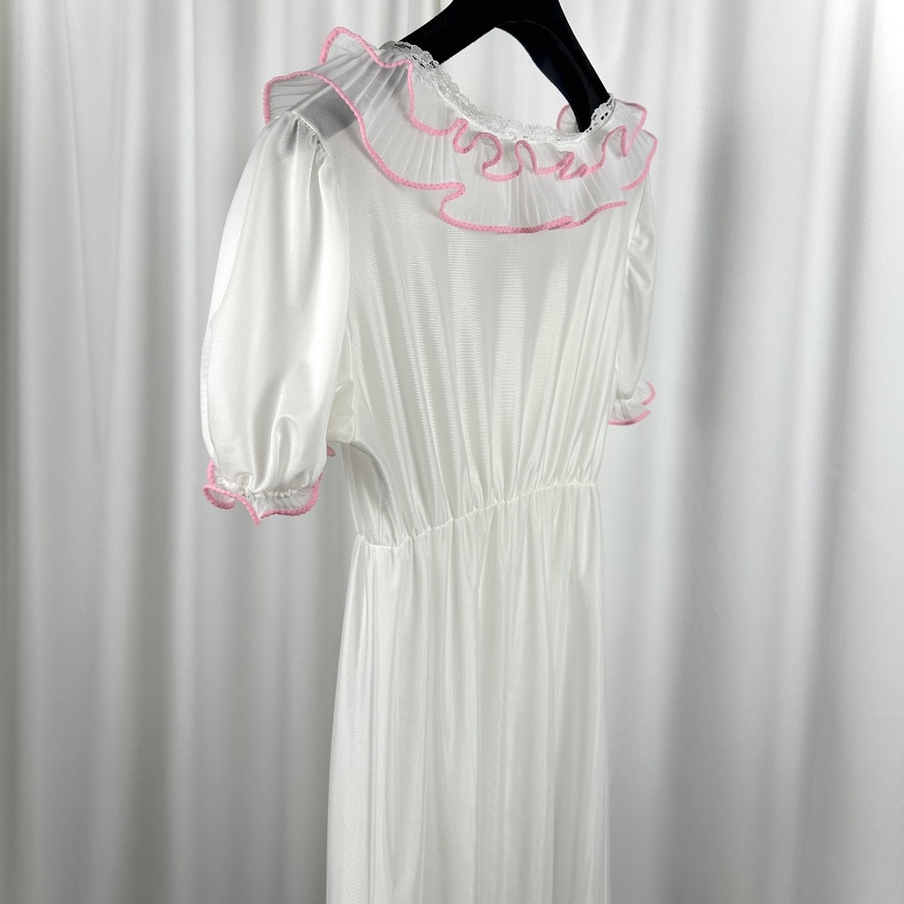 Vintage Bloomies Ivory Ruffle Nightgown Romantic Maxi Small - Picture 14 of 16